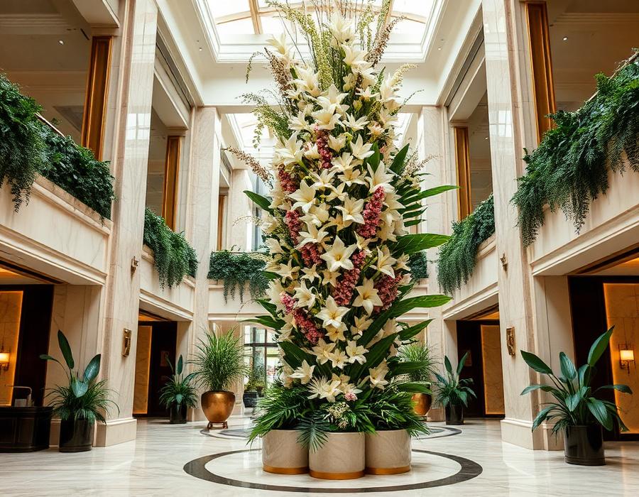 Large arrangement in a business setting